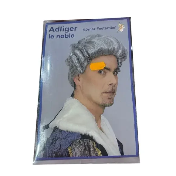 NIB Costume Wig Baroque Noblemen Aristocrat Colonial Man curly long gray hair