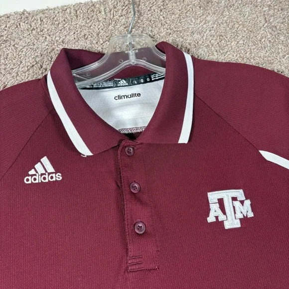 Adidas Texas A&M Aggies Climalite Polo Shirt‎ Mens Large Maroon White 1897A