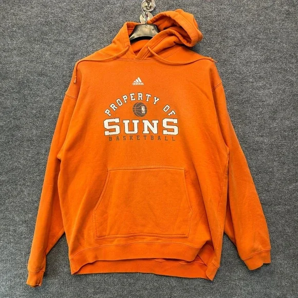 Phoenix Suns Adidas Hoodie Men's Orange Drawstring Basketball Sports Size Large
