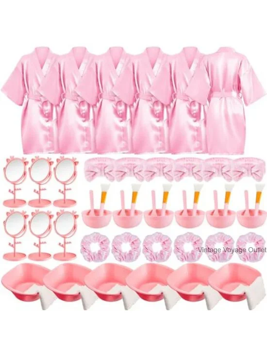 Girls Spa Party Set 6 Robes with Accessories Kit for Sleepover