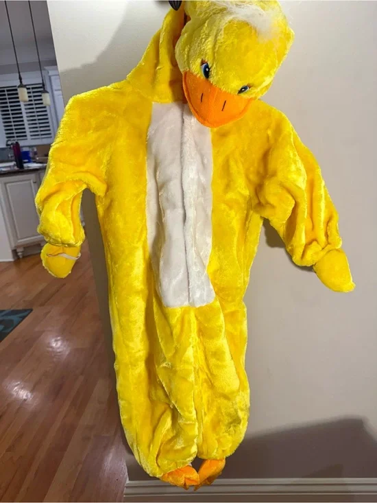 Yellow Plush Duck Kids Costume with White Belly