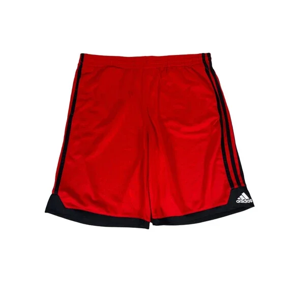 Adidas Men's Red/Black Striped Stretch Waist Athletic Basketball Shorts - XL
