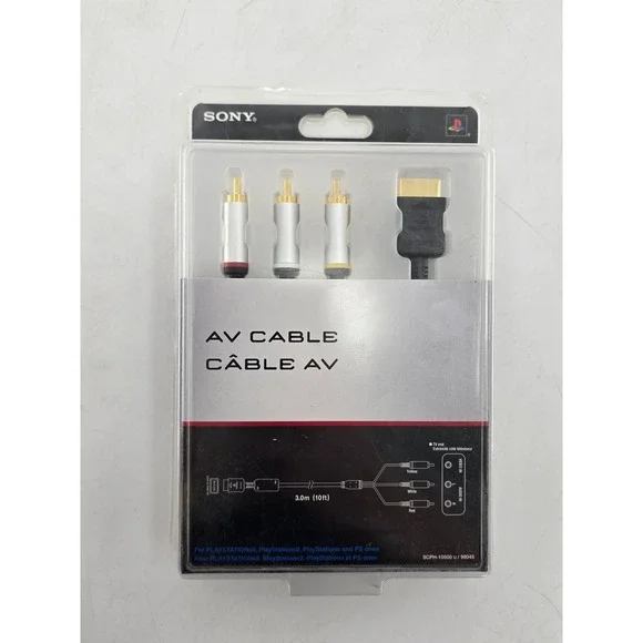 Sony PlayStation AV Cable PS1 PS2 PS3 Black SCPH-10500 U / 98045 - NEW
