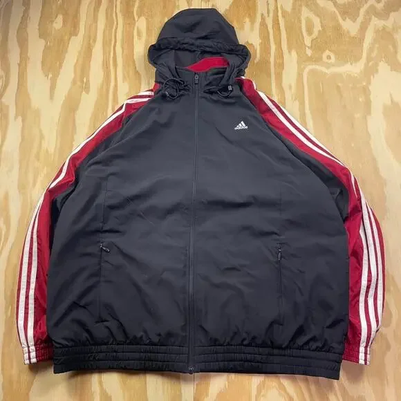 Vintage Y2K Adidas Lightweight Windbreaker Jacket – Black – Men’s XL