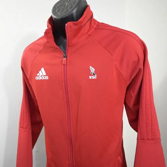Adidas Track Jacket Mens Large Winged Foot New York Athletic Club Full Zip Red