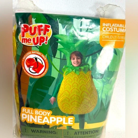 Inflatable Pineapple Costume for Kids - Green and Yellow