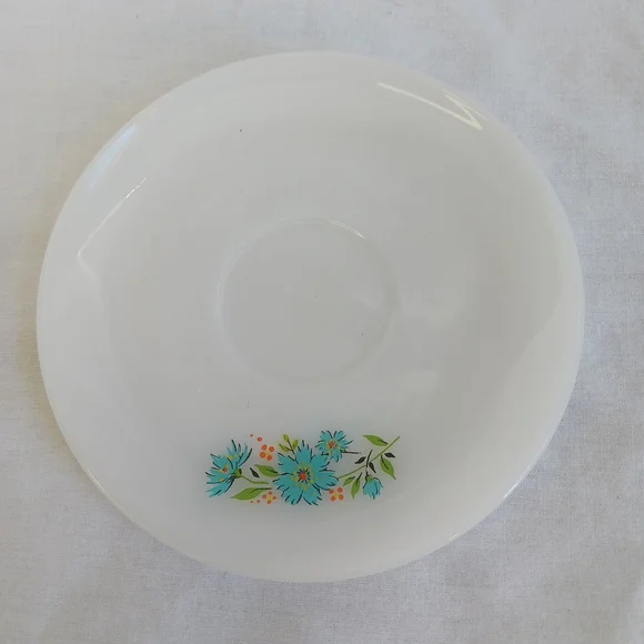 Vintage Anchor Hocking Fire King Blue Floral Cup Saucer