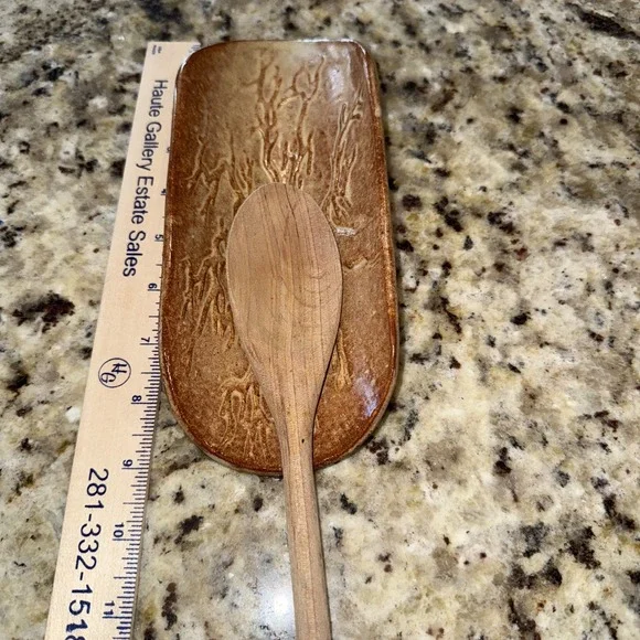 Pottery Brown  Spoon Rest Custom Hand Crafted‎   Unique. Custom Made 5141