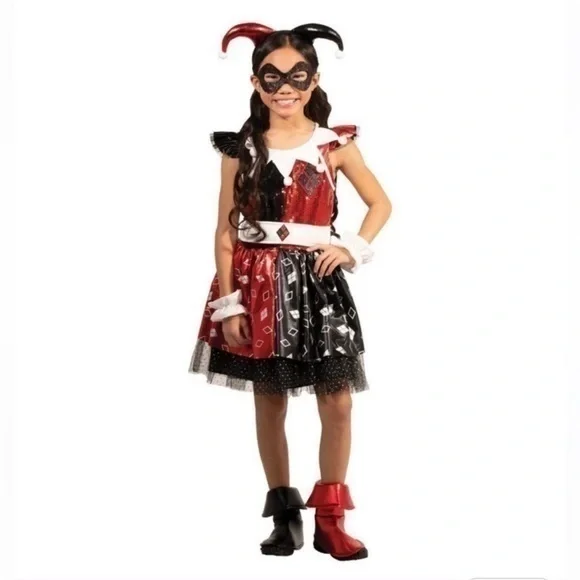 NWT Harley Quinn child costume size medium 8–10 Jester Halloween