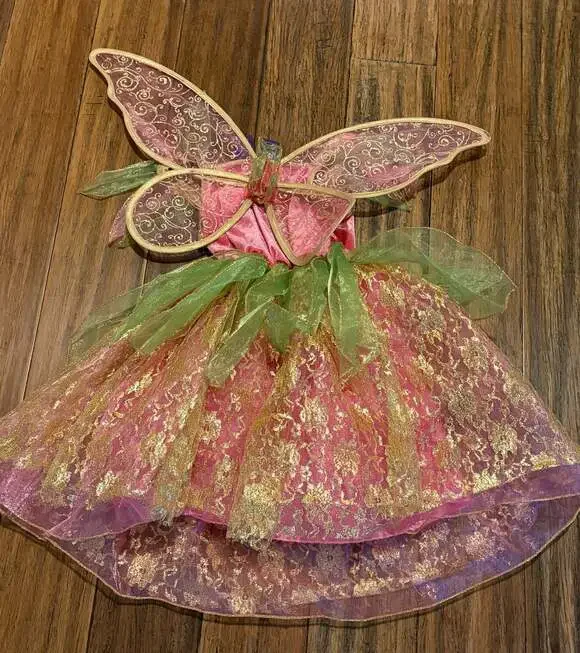 Teetot & Co. Kids Pink and Green Fairy Costume with Wings size 5T