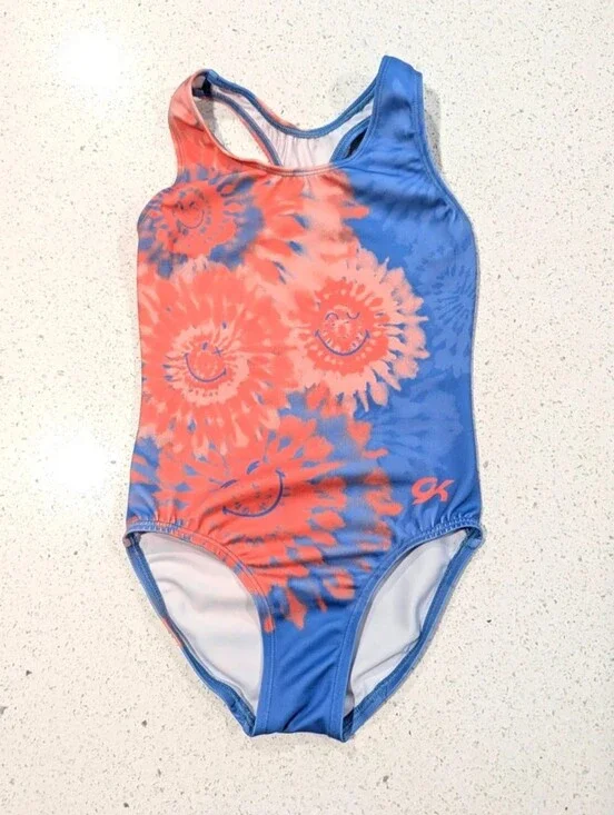 SMILEY WORLD x GK Elite Gymnastics Dance Leotard Medium Tie Dye TieDye HAPPY SUN
