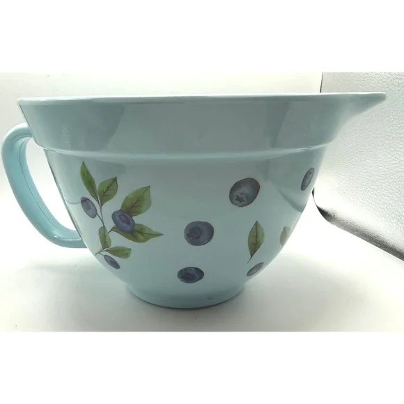 Stonewall‎ Kitchen Melamine Batter Bowl Light Blue Blueberry Pattern Pour Spout