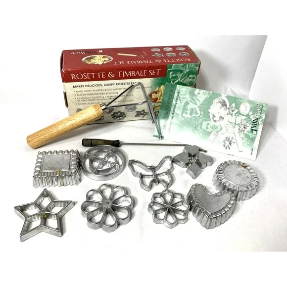 VillaWare Rosette & Timbale Set -9 Molds, 2 Tools- Orig Box - EXCELLENT‎