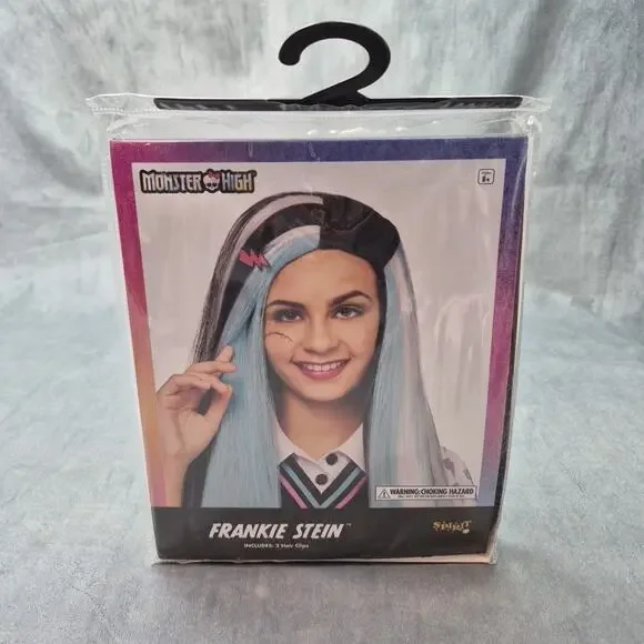 Monster High Frankie Stein Cosplay Child Wig Spirit Halloween Costume Sealed New