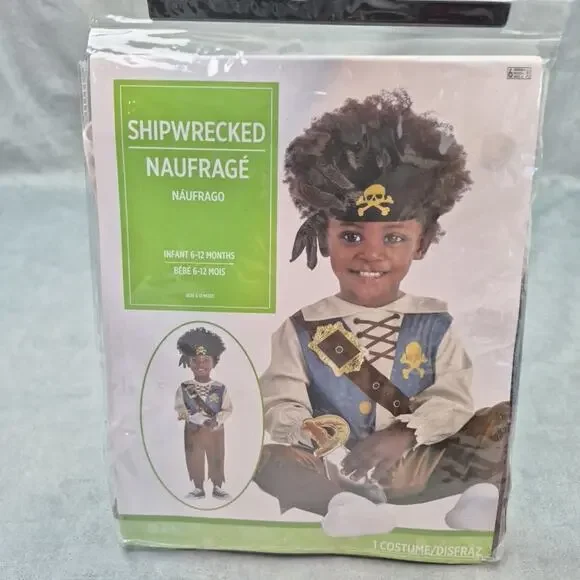 Shipwrecked Pirate Buccaneer Infant 6-12 Months Kids Baby Halloween Costume NEW