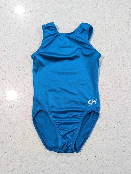 BEAUTIFUL GK Elite CM Child Medium Gymnastics Dance leotard Solid Nylon Teal