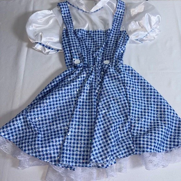 Rubies Wizard of Oz Dorothy Costume Dress Medium Blue Gingham Sequin Excellent