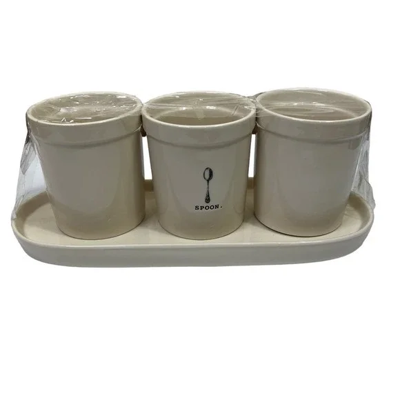 Rae Dunn Magenta Ceramic Spoon Fork Knife Utensil Holder