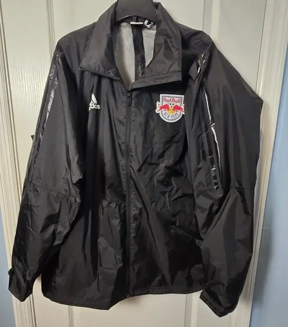 Adidas Red Bull NY windbreaker jacket black on black ripstop 2XL soccer