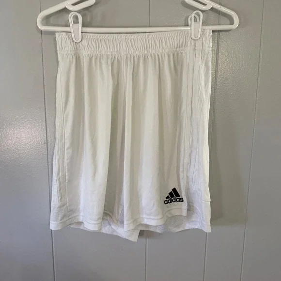 Adidas Athletic‎ Shorts Mens Medium White Three Stripe Elastic Waist Performance
