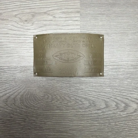 Identification Tag Vintage Albertson & Company Sioux 1/4
