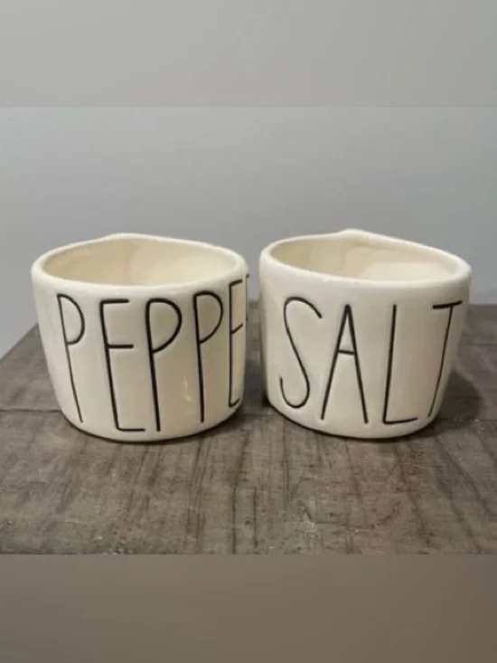 Rae Dunn OG Salt & Pepper Cellars. Original Tall Black Lettering