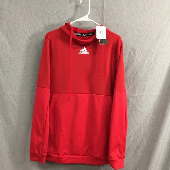 Adidas‎ AEROREADY Red Pullover Hoodie Mens Medium Colorblock Sweatshirt NEW