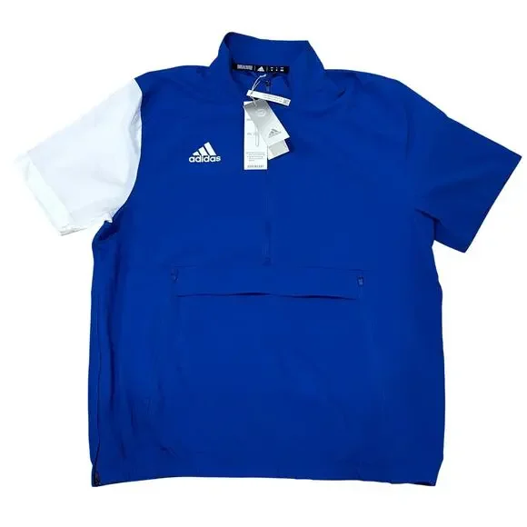 NWT adidas Men's Windbreaker Short Sleeve Jacket Royal White Color‎ Block Medium