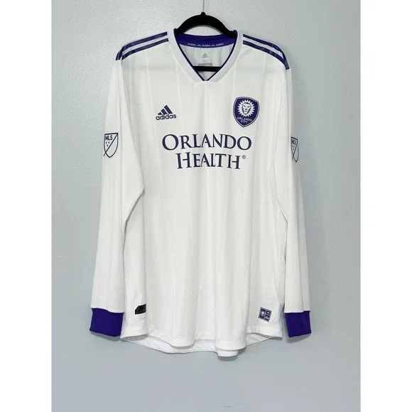 Men's Orlando City SC adidas White 2018 Origin Kit‎ Authentic Long Sleeve