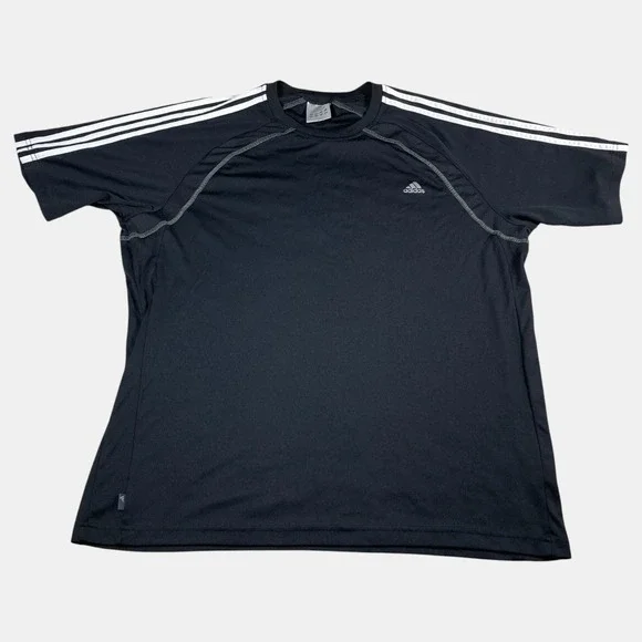 Adidas Black 3-Stripe Athletic‎ Training T-Shirt Men's Size 2XL CLIMALITE