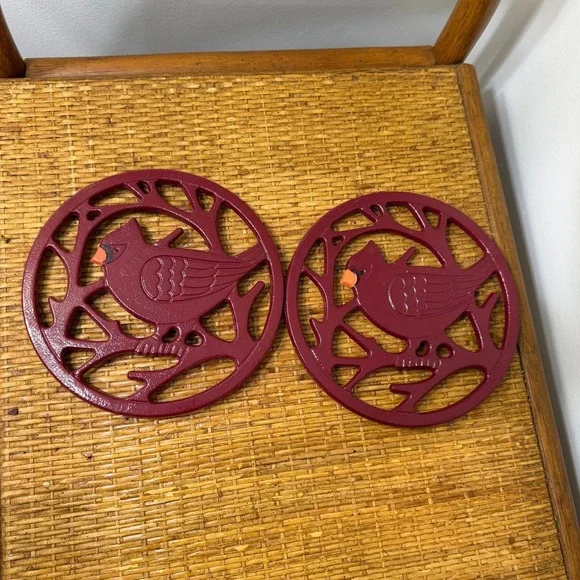 Pair (2) Red Cardinal Trivet 8