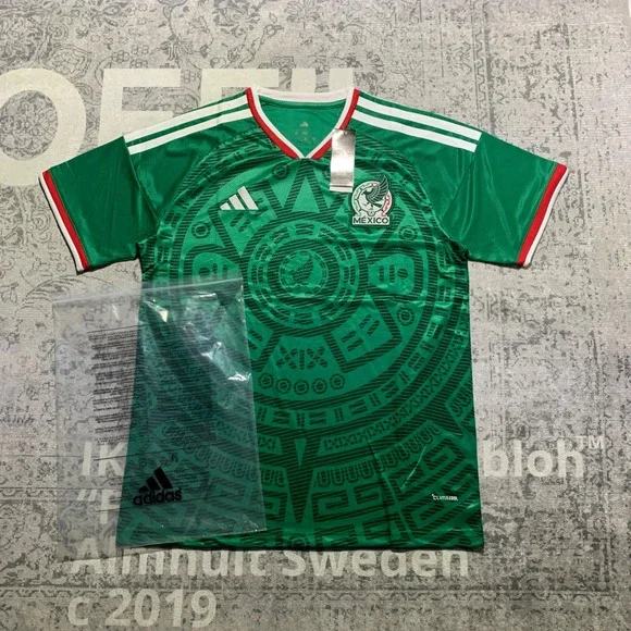 Adidas Mexico Soccer Jersey Mens XL Green New Aztec Graphic Slim Fit Shirt