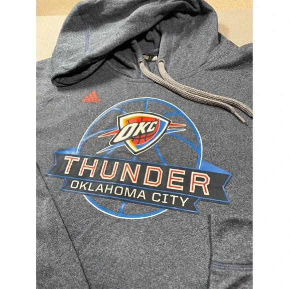 Oklahoma City Thunder Hoodie Adidas Mens 2XL Blue ClimaWarm‎ OKC NBA Basketball
