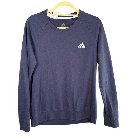 Adidas Crewneck Sweatshirt Mens Large Navy‎ Blue Raglan Pullover