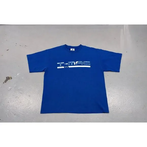 Vintage Y2K‎ T-Mac Tracy McGrady Adidas T Shirt Blue Graphic NBA 2000s Tee