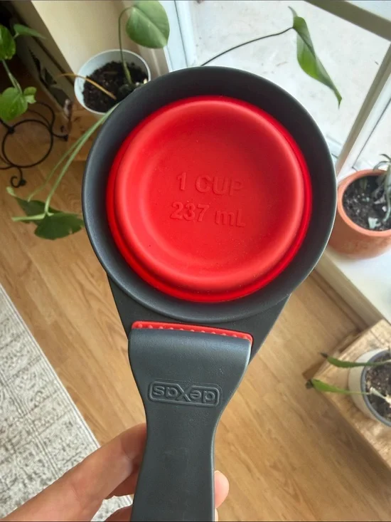 Red and Gray 1-Cup camping Silicone Measuring Cup