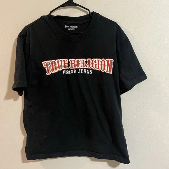 TRUE RELIGION Black POP ART HORSESHOE Short Sleeve Graphic Tee‎ shirt size Large