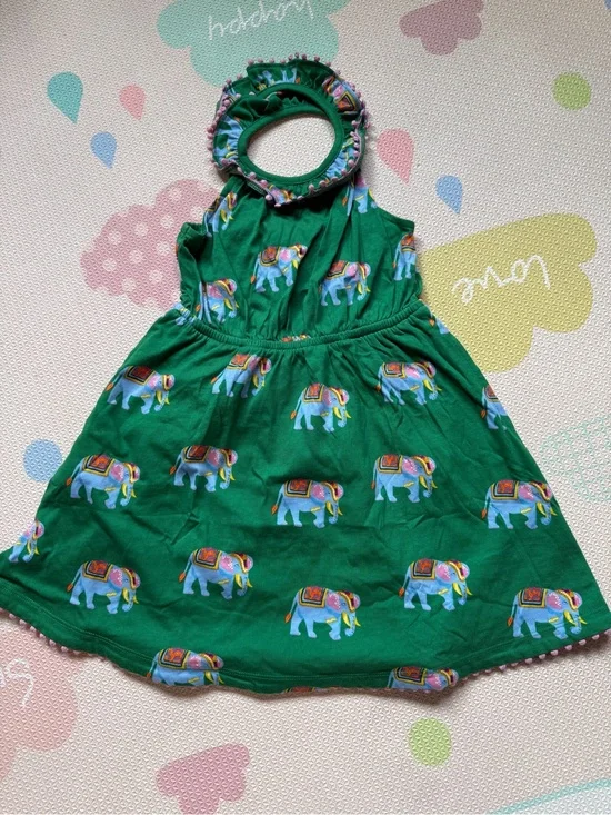 Mini Boden Green Elephant Print Dress
