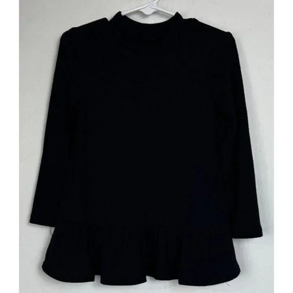 Old Navy Black Long Sleeve Knit Blouse Girl's 3t