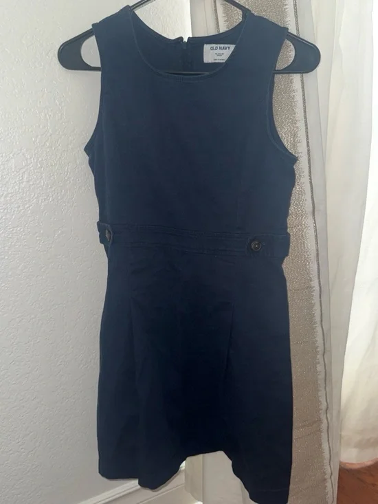 Old Navy Girls' Navy Sleeveless Midi Dress with Waist Tabs