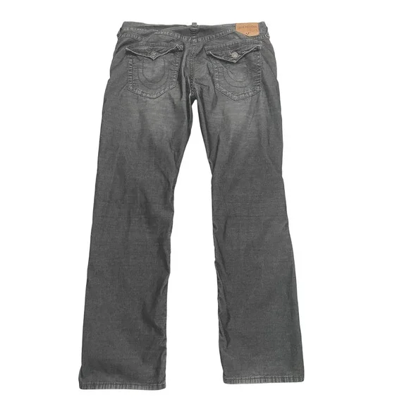 True Religion Ricky Jeans Mens 38 Black Relaxed Straight Flap Pockets (READ)