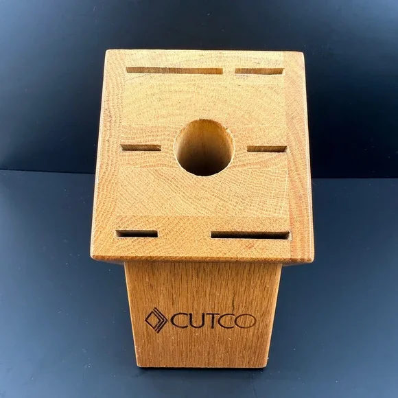 Cutco 7-Slot Honey Oak Wood Knife Block Holder‎ Storage Made in USA