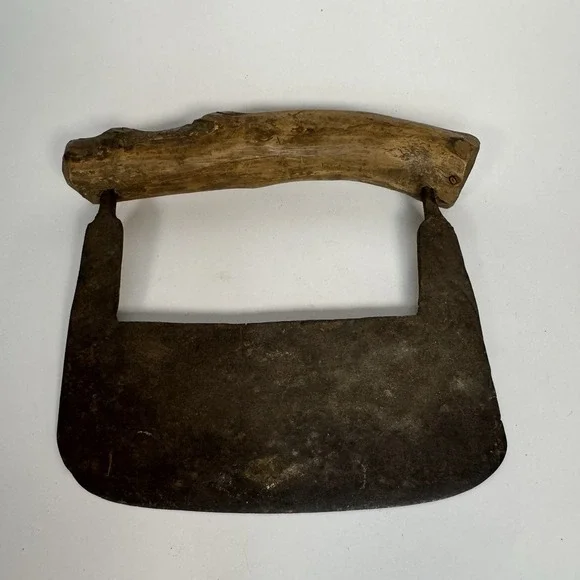 Antique Hand Forged Wood Branch Handle‎ Herb Chopper Early American Farmhouse