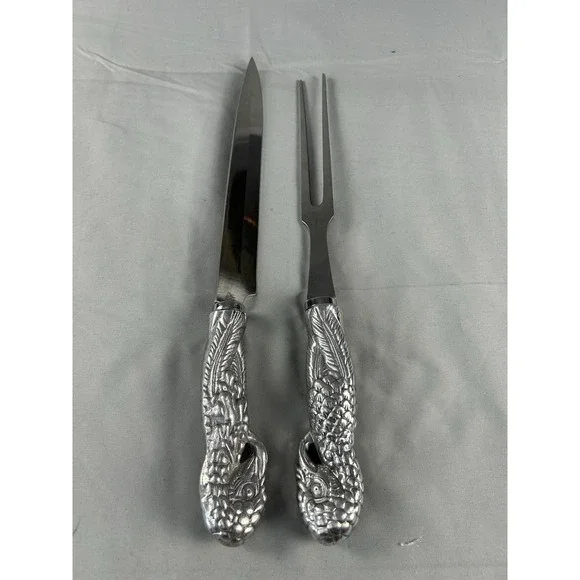 Vintage‎ Turkey Carving Set Stainless Knife Fork Holiday Serving