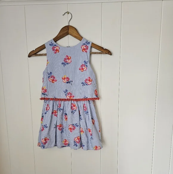 Joules Floral Striped Girls Layered Dress