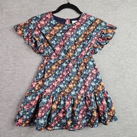 Janie and Jack Girls Dress Size 6 Floral Flutter Sleeve Tiered Party Twirl
