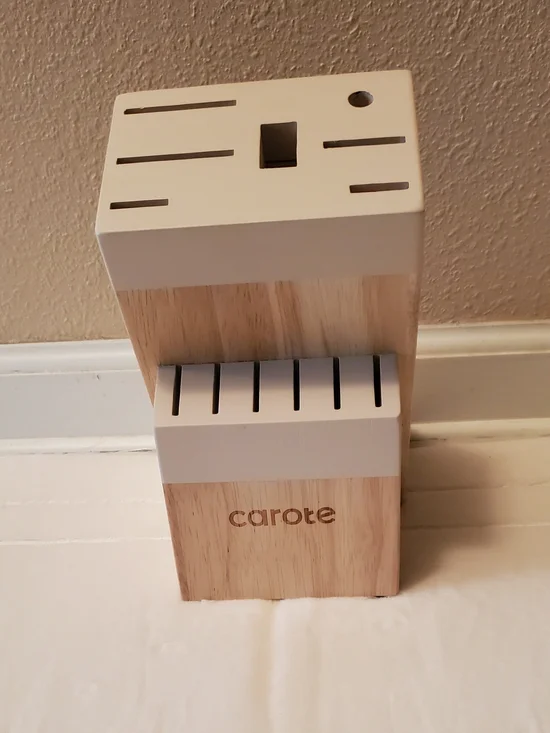 Carote Wooden Knife Block - Natural Wood and Cream Finish. EMPTY