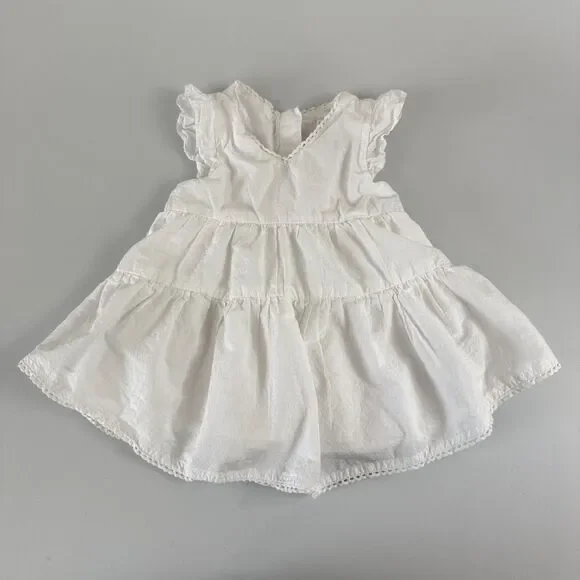 Rachel Zoe Toddler Girls White Cotton Tiered Dress Lined Size 3T