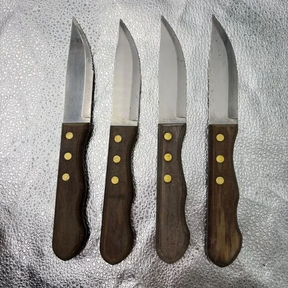 Tramontina 4‎ Set Steak Knives High Carbon Stainless Wood Handle 4.75