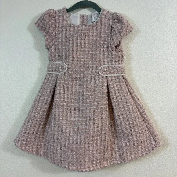 Rachel Zoe Tweed Dress Girls 4T Pink Pearl Accent Holiday Party Event Church